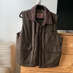 Australian Outback Collection waxed canvas brown flannel lined vest